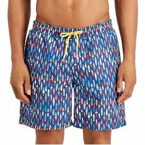 Club Room Men's Surfboard Print Blue Swim Quick Dry Shorts Small